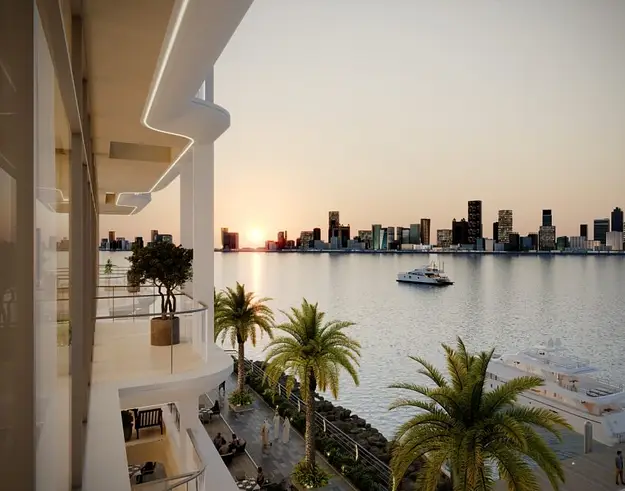Dubai waterfront skyline from balcony with yachts and palm trees highlighting ownership costs and property management considerations