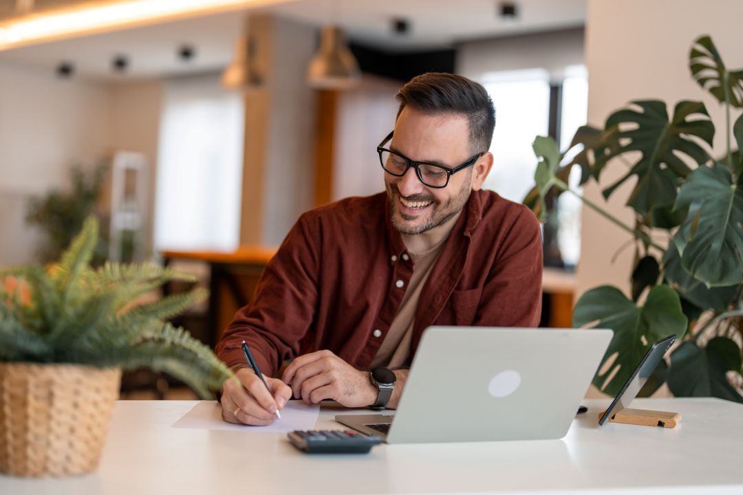 man on computer
